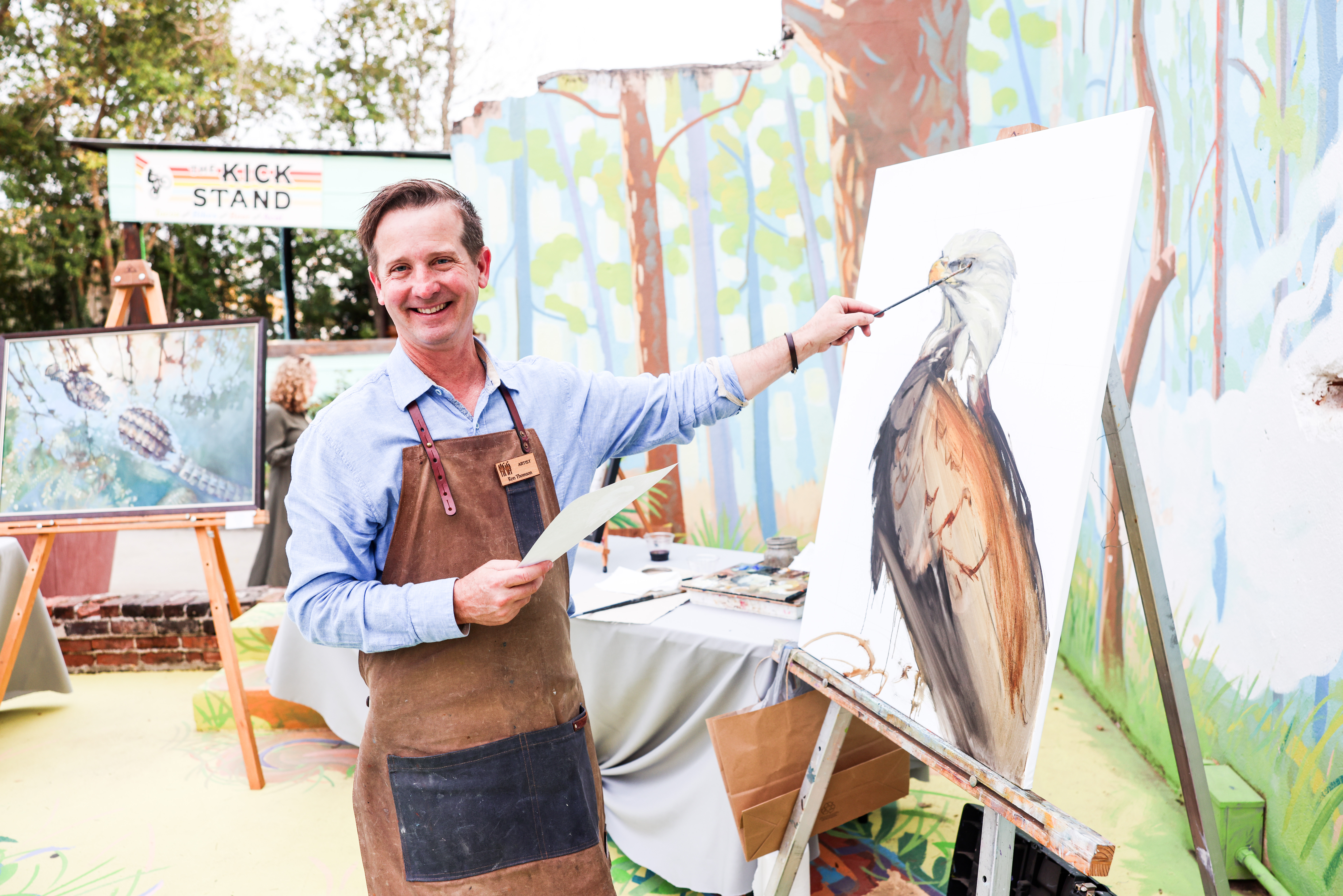 Portrait of the featured artist during their residency at Thomasville Center for the Arts, engaging with the community and developing new works