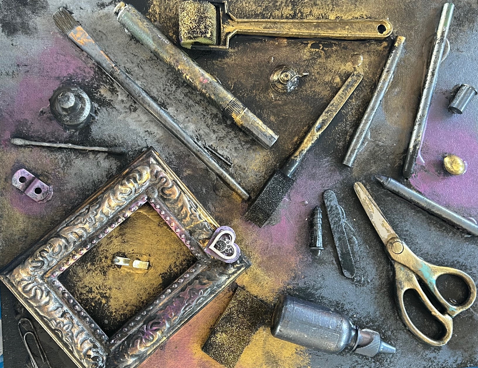 A collection of diverse artworks displayed in the gallery, representing various styles and mediums by members of the THOM Collective.